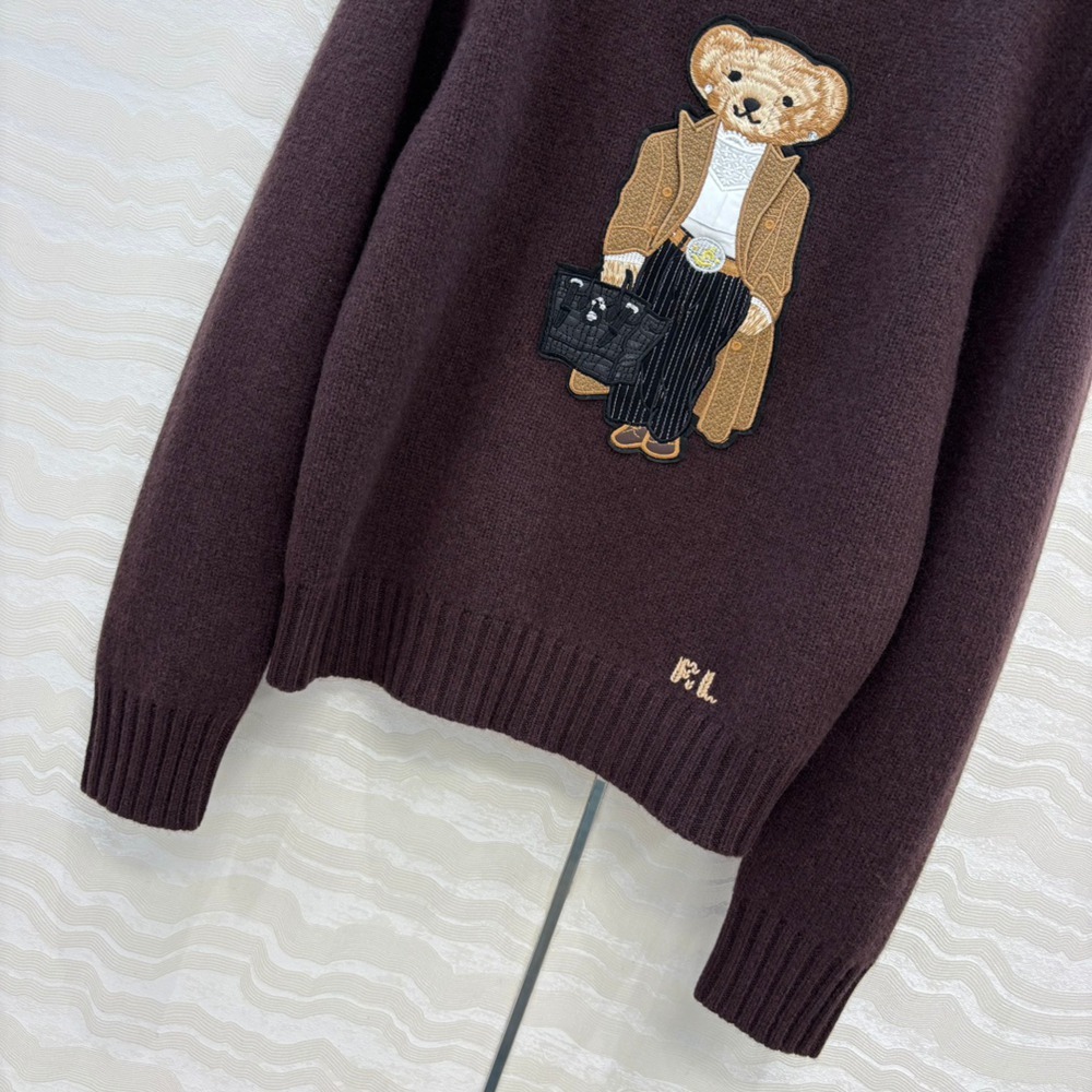 Ralph Lauren Gentleman Bear Brown Crewneck Sweater - Picture 3 of 8